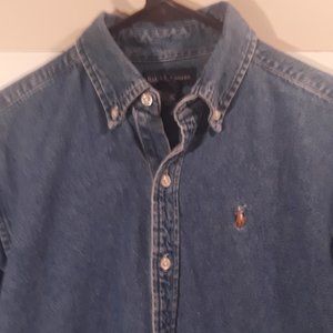 Ralph Lauren blue denim chambray shirt sz M 12/14